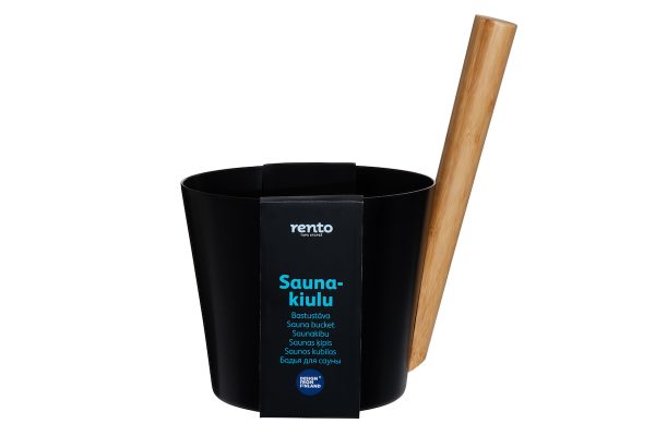 Saunaspand Rento 5L med lodret bambus hank - Sort - Image 2