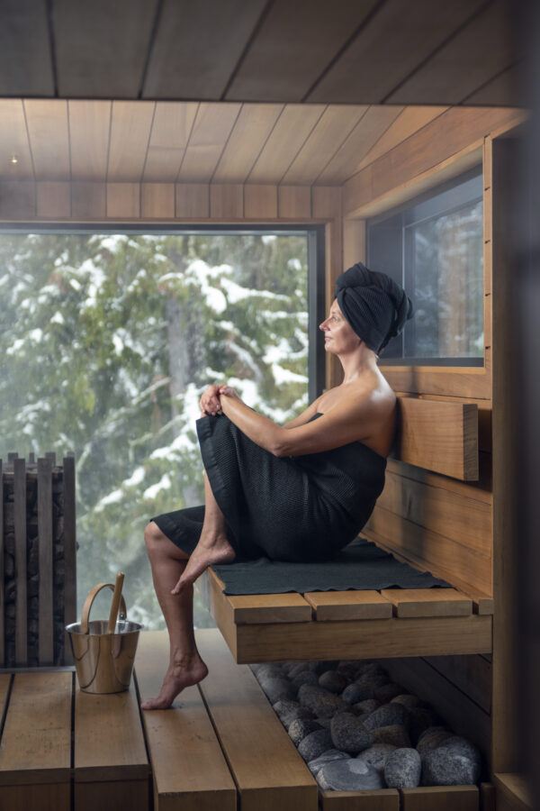 Sauna sidde håndklæder sort/mørkegrøn 60x160 cm. - Image 8