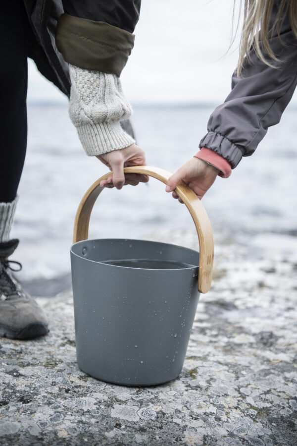 Saunaspand Rento 5L med bambus hank - Grå - Image 4