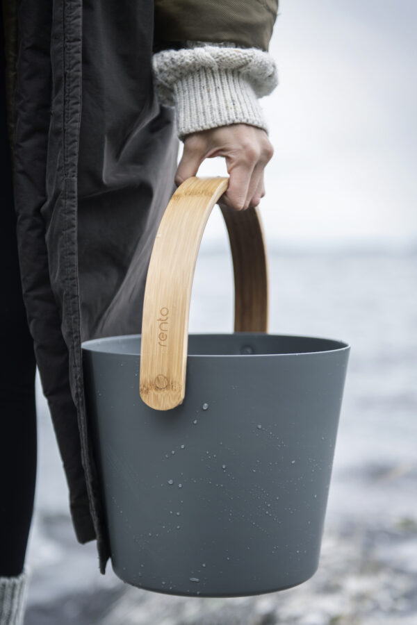 Saunaspand Rento 5L med bambus hank - Grå - Image 2