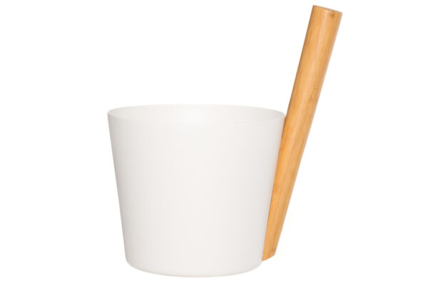 Saunaspand Rento 5L med lodret bambus hank - Hvid